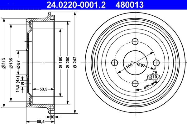 ATE 24.0220-0001.2 - Тормозной барабан unicars.by