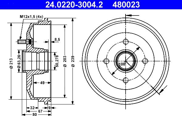 ATE 24.0220-3004.2 - Тормозной барабан unicars.by