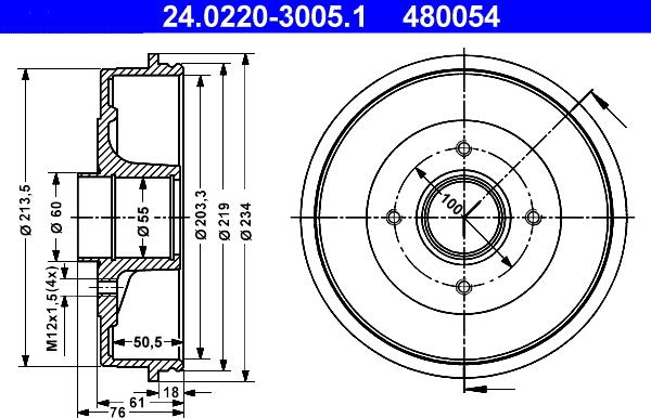 ATE 24.0220-3005.1 - Тормозной барабан unicars.by