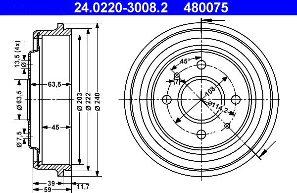 ATE 24.0220-3008.2 - Тормозной барабан unicars.by