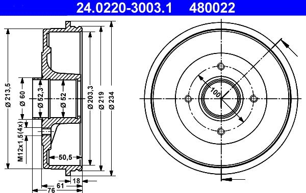 ATE 24.0220-3003.1 - Тормозной барабан unicars.by