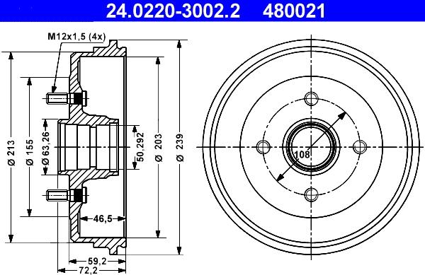 ATE 24.0220-3002.2 - Тормозной барабан unicars.by