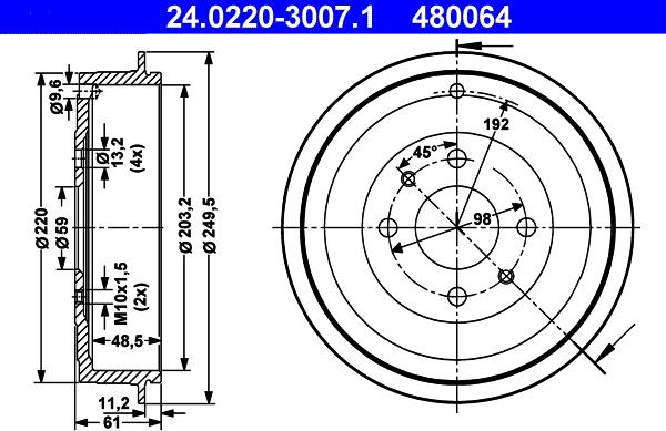 ATE 24.0220-3007.1 - Тормозной барабан unicars.by