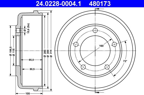 ATE 24.0228-0004.1 - Тормозной барабан unicars.by