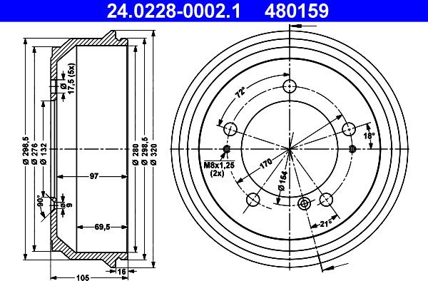 ATE 24.0228-0002.1 - Тормозной барабан unicars.by