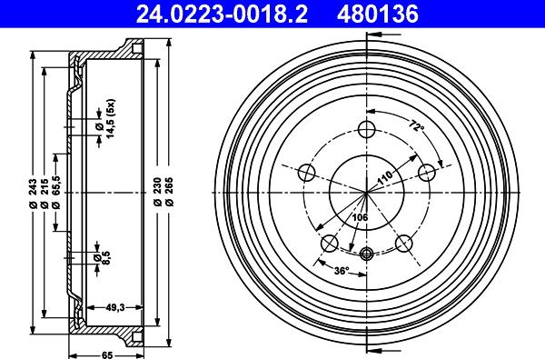 ATE 24.0223-0018.2 - Тормозной барабан unicars.by