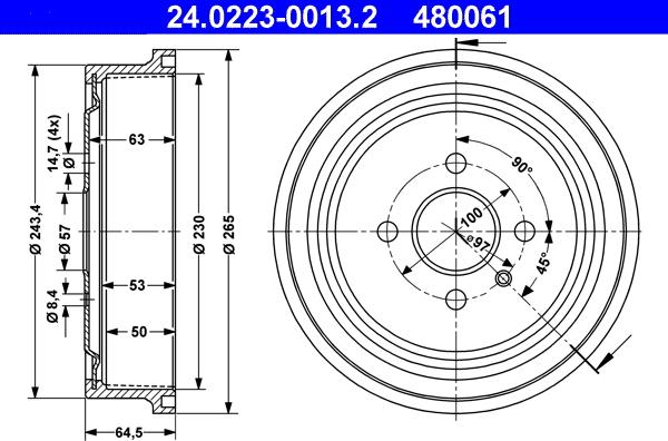 ATE 24.0223-0013.2 - Тормозной барабан unicars.by