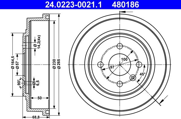 ATE 24.0223-0021.1 - Тормозной барабан unicars.by