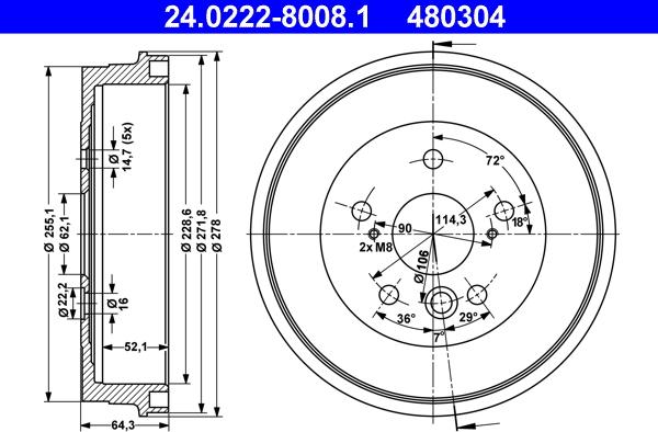 ATE 24.0222-8008.1 - Тормозной барабан unicars.by