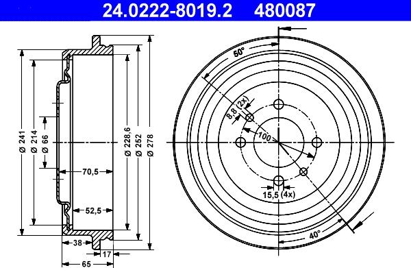 ATE 24.0222-8019.2 - Тормозной барабан unicars.by