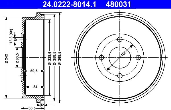 ATE 24.0222-8014.1 - Тормозной барабан unicars.by