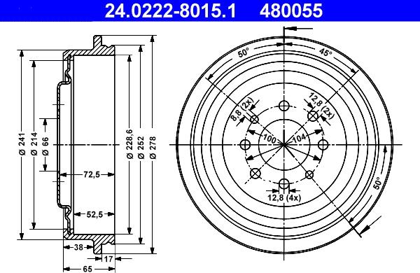 ATE 24.0222-8015.1 - Тормозной барабан unicars.by