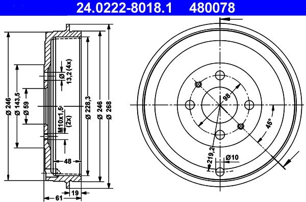 ATE 24.0222-8018.1 - Тормозной барабан unicars.by