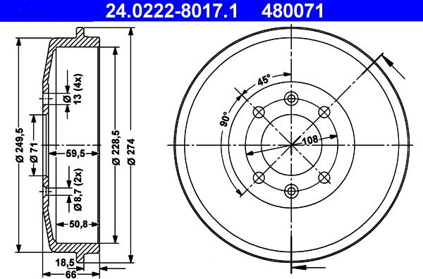 ATE 24.0222-8017.1 - Тормозной барабан unicars.by