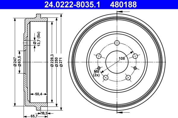 ATE 24.0222-8035.1 - Тормозной барабан unicars.by