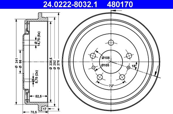 ATE 24.0222-8032.1 - Тормозной барабан unicars.by