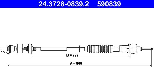 ATE 24.3728-0839.2 - Трос, управление сцеплением unicars.by