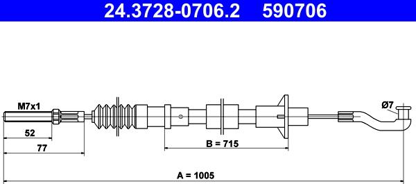 ATE 24.3728-0706.2 - Трос, управление сцеплением unicars.by