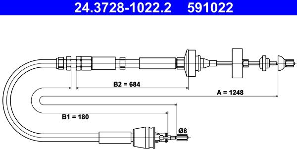 ATE 24.3728-1022.2 - Трос, управление сцеплением unicars.by