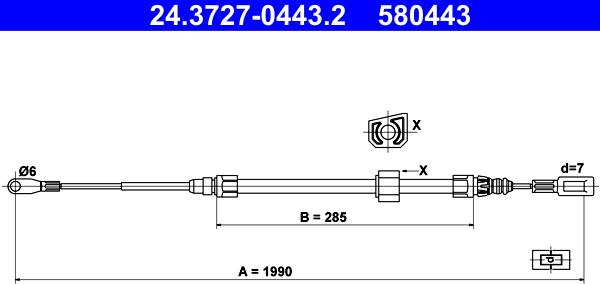 ATE 24.3727-0443.2 - Тросик, cтояночный тормоз unicars.by