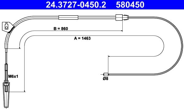 ATE 24.3727-0450.2 - Тросик, cтояночный тормоз unicars.by