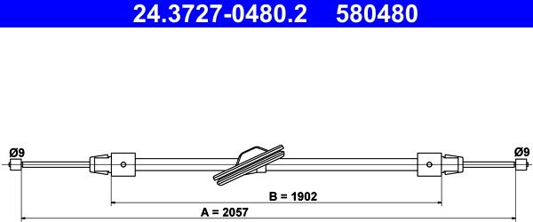 ATE 24.3727-0480.2 - Тросик, cтояночный тормоз unicars.by