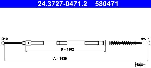 ATE 24.3727-0471.2 - Тросик, cтояночный тормоз unicars.by