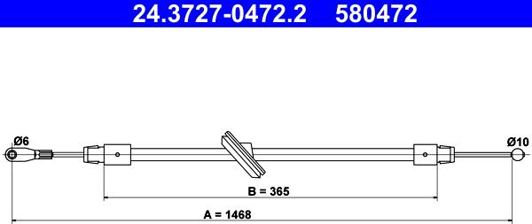 ATE 24.3727-0472.2 - Тросик, cтояночный тормоз unicars.by