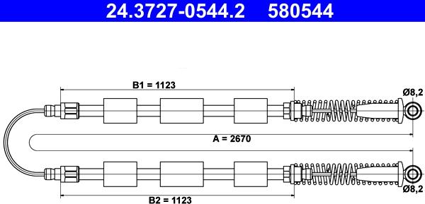 ATE 24.3727-0544.2 - Тросик, cтояночный тормоз unicars.by