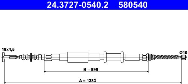 ATE 24.3727-0540.2 - Тросик, cтояночный тормоз unicars.by