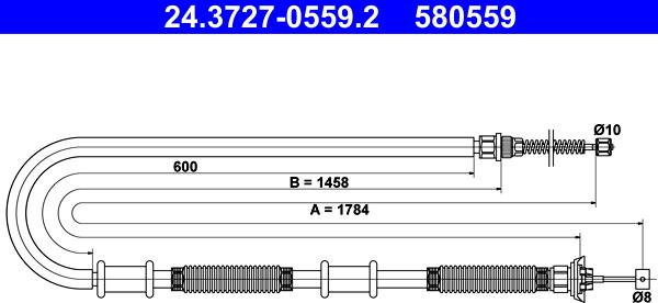 ATE 24.3727-0559.2 - Тросик, cтояночный тормоз unicars.by