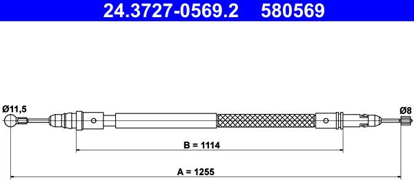 ATE 24.3727-0569.2 - Тросик, cтояночный тормоз unicars.by