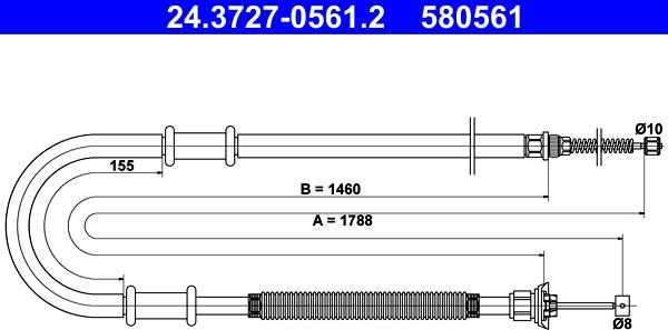 ATE 24.3727-0561.2 - Тросик, cтояночный тормоз unicars.by