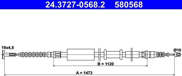 ATE 24.3727-0568.2 - Тросик, cтояночный тормоз unicars.by