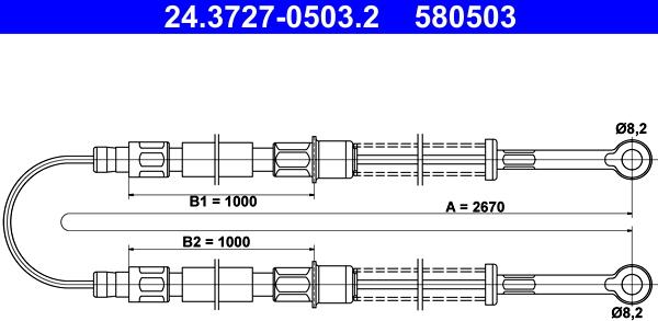ATE 24.3727-0503.2 - Тросик, cтояночный тормоз unicars.by