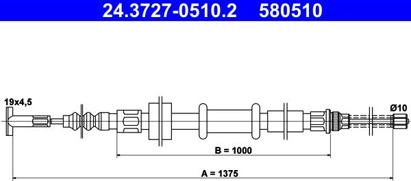 ATE 24.3727-0510.2 - Тросик, cтояночный тормоз unicars.by