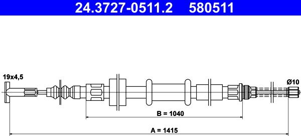 ATE 24.3727-0511.2 - Тросик, cтояночный тормоз unicars.by