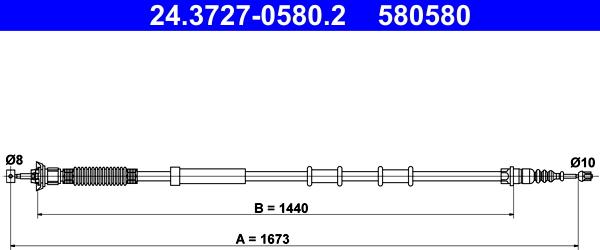 ATE 24.3727-0580.2 - Тросик, cтояночный тормоз unicars.by