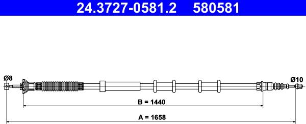 ATE 24.3727-0581.2 - Тросик, cтояночный тормоз unicars.by