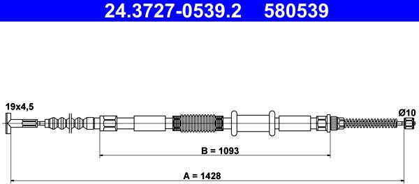 ATE 24.3727-0539.2 - Тросик, cтояночный тормоз unicars.by