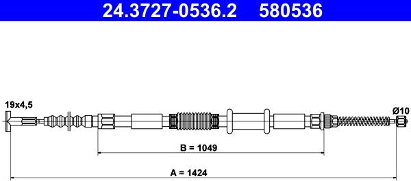 ATE 24.3727-0536.2 - Тросик, cтояночный тормоз unicars.by