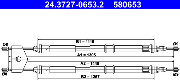 ATE 24.3727-0653.2 - Тросик, cтояночный тормоз unicars.by