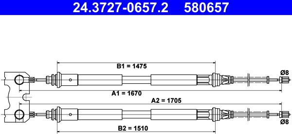 ATE 24.3727-0657.2 - Тросик, cтояночный тормоз unicars.by