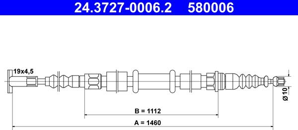 ATE 24.3727-0006.2 - Тросик, cтояночный тормоз unicars.by