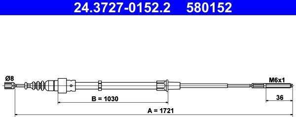 ATE 24.3727-0152.2 - Тросик, cтояночный тормоз unicars.by