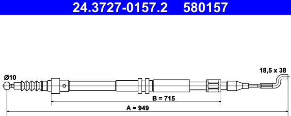 ATE 24.3727-0157.2 - Тросик, cтояночный тормоз unicars.by