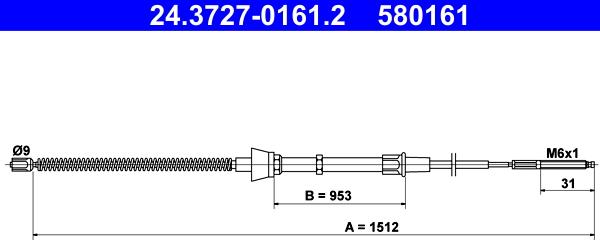 ATE 24.3727-0161.2 - Тросик, cтояночный тормоз unicars.by