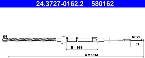 ATE 24.3727-0162.2 - Тросик, cтояночный тормоз unicars.by