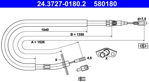 ATE 24.3727-0180.2 - Тросик, cтояночный тормоз unicars.by