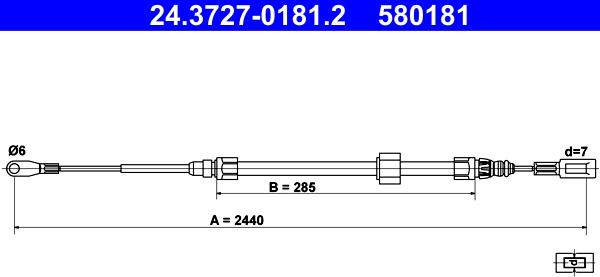 ATE 24.3727-0181.2 - Тросик, cтояночный тормоз unicars.by